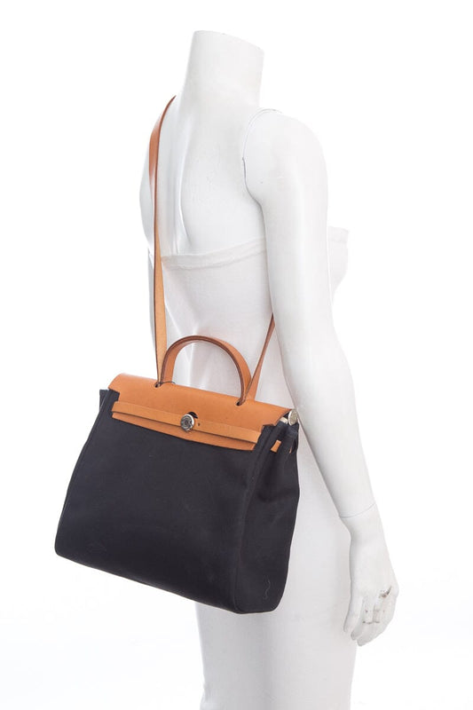 Hermès Black Canvas Herbag 31 Handbag