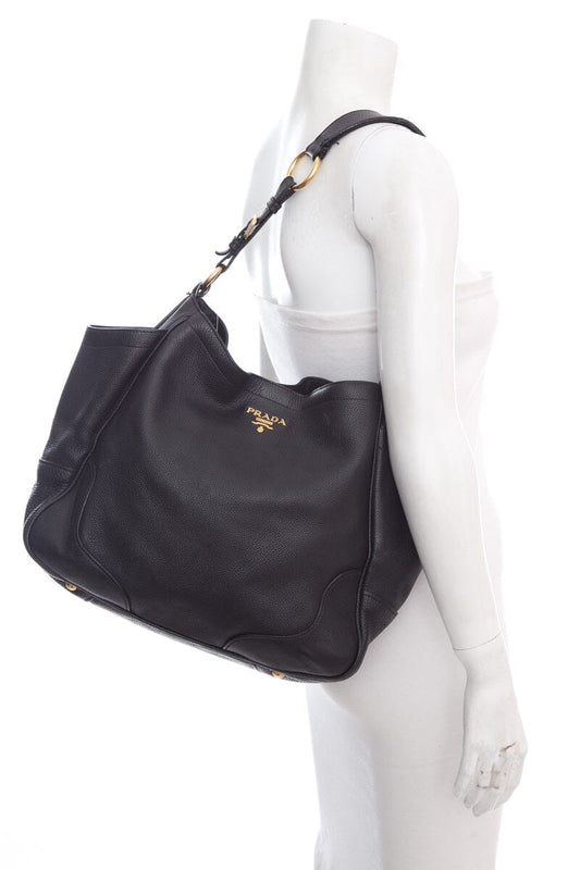 Prada Black Leather Saffiano Handbag