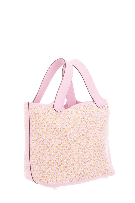 Hermès 2022 Lucky Daisy Pink Picotin 18cm Handle Bag