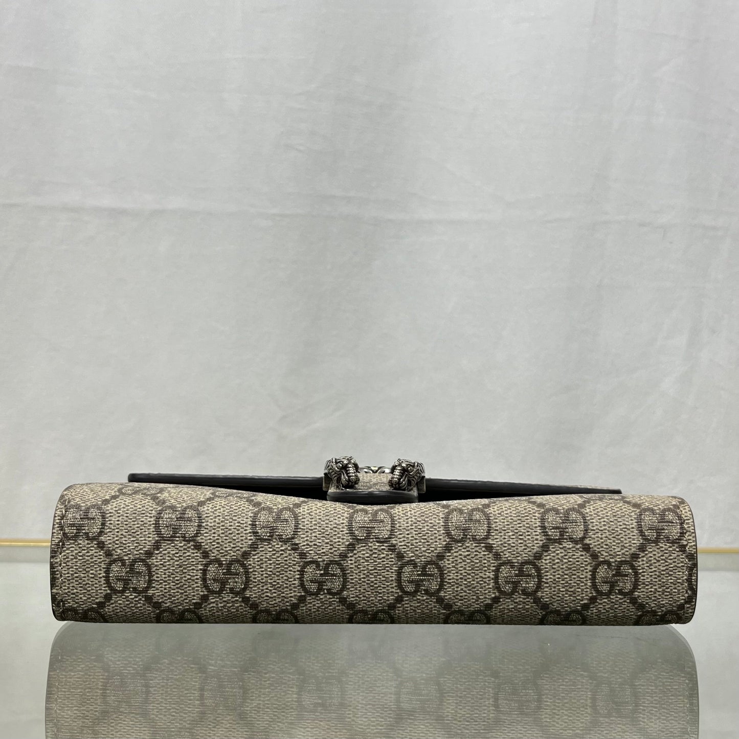 GUCCI Beige Taupe GG Supreme Monogram Mini Dionysus Wallet on Chain