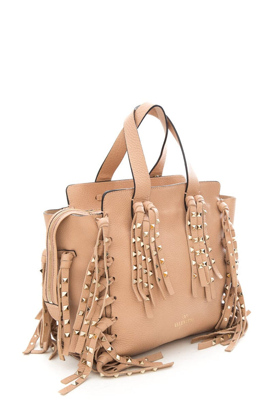 Valentino Garavani C ROCKEE Blush Fringe Rockstud Tote