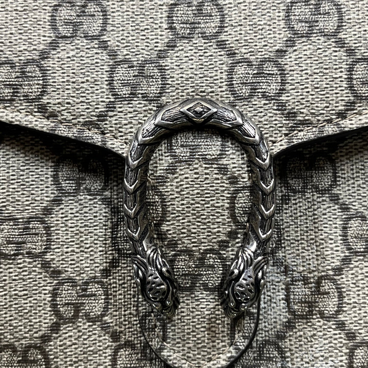 GUCCI Beige Taupe GG Supreme Monogram Mini Dionysus Wallet on Chain