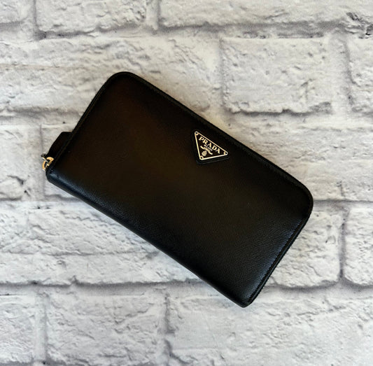 Prada Black Full Zip Wallet