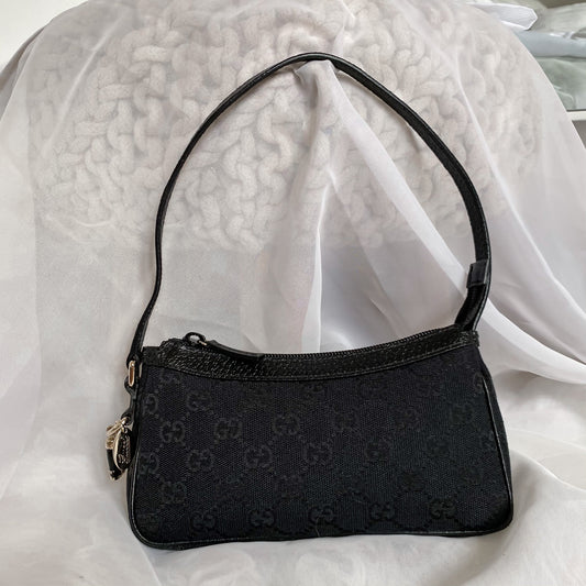 Gucci Black Double GG Charm Pochette