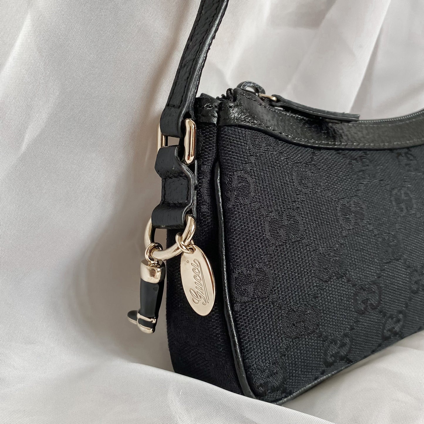 Gucci Black Double GG Charm Pochette