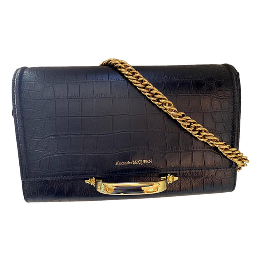 bagslet The Story Black Leather Croc Shoulder Bag