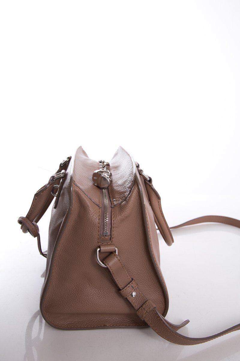 Alexander McQueen Taupe Leather Small Skull Padlock Tote Bag