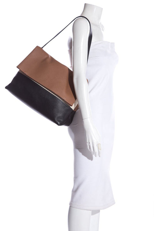 Céline Ivory, Brown & Black Leather All Soft Tote